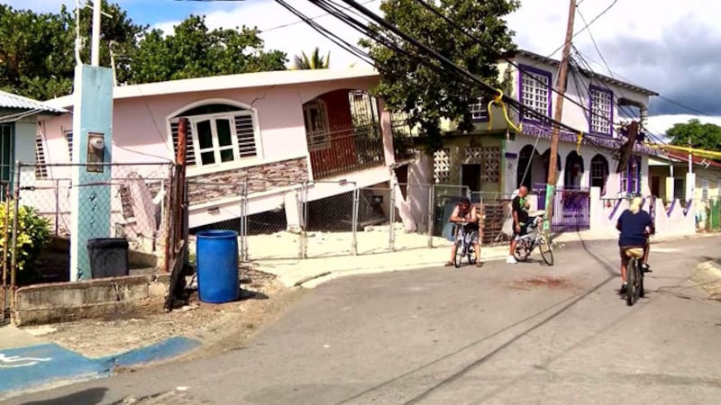 Homes and buildings in the town of Guanica, Puerto Rico, sustained damage after a magnitude...