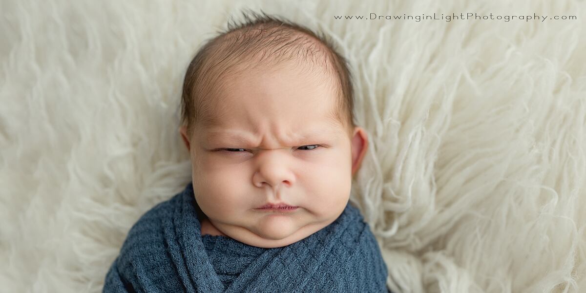 Grumpy Smart Grumpy baby goes viral for hilarious newborn photoshoot