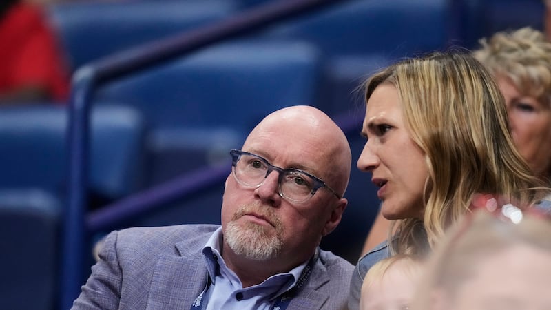 New Orleans Pelicans executive vice president of basketball operations David Griffin watches...
