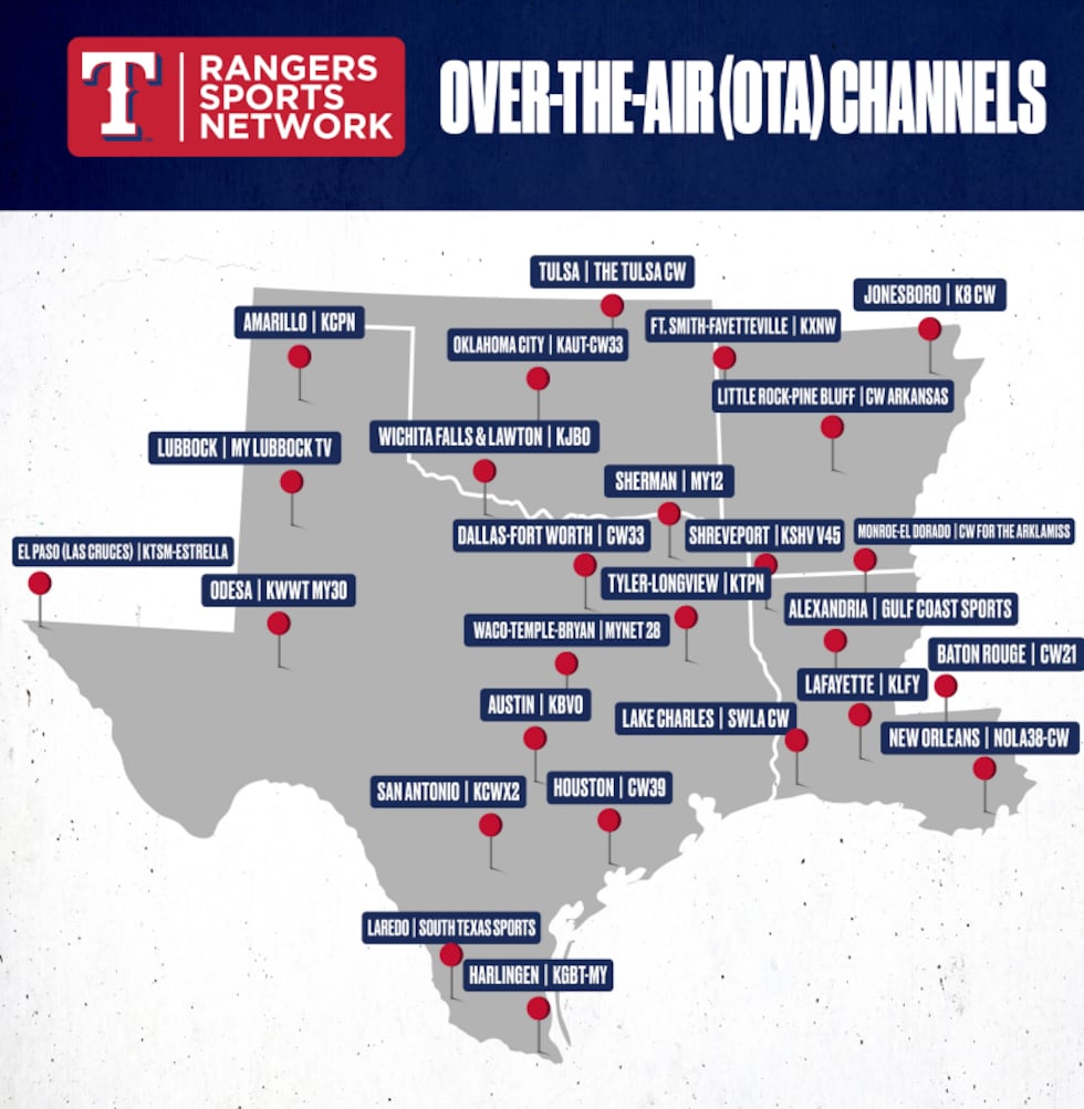 Texas Rangers Fan Map Texas Rangers will be available on the Gulf Sports & Entertainment Network