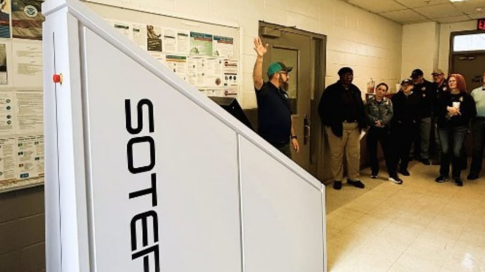 The facility's new SOTER full-body scanner provides operators with multiple detection modes...