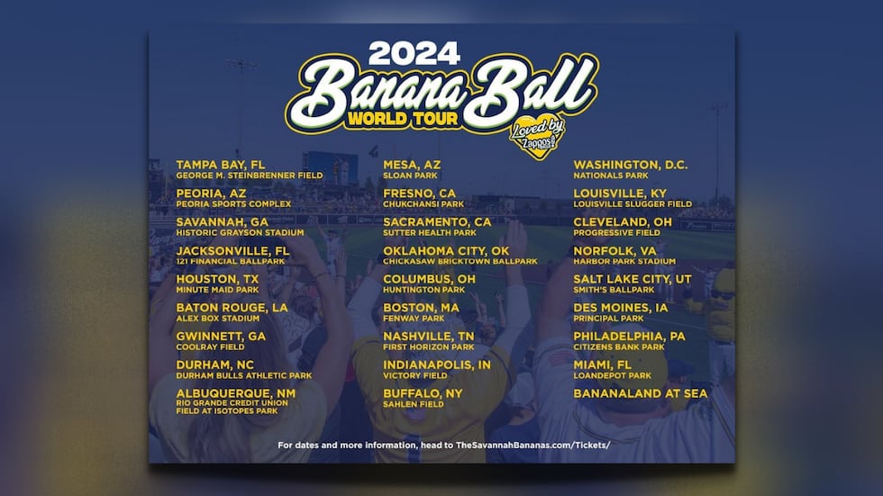 The Savannah Bananas are coming to Baton Rouge in March 2024.