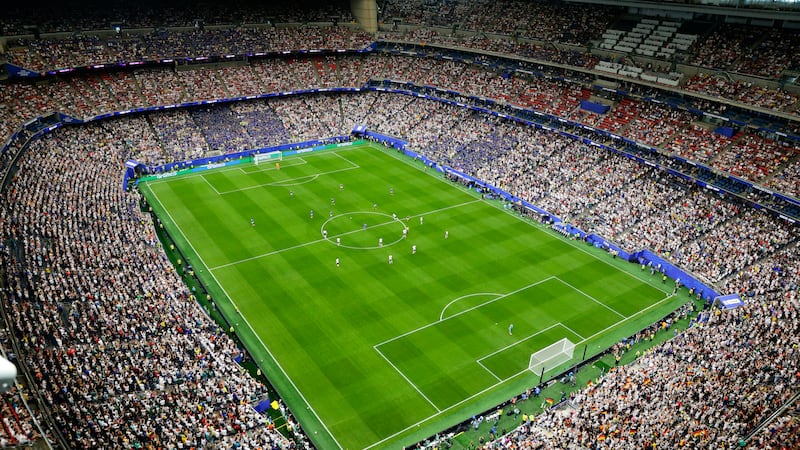 The pitch is seen in this general view during the World Cup Group E soccer match between...